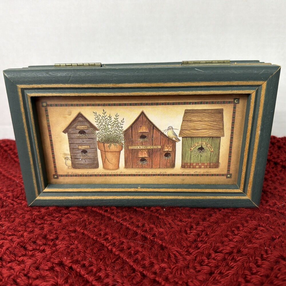 Vintage Cottagecore Primitive Birdhouse Hanging Wall Box Shelf Storage Decor